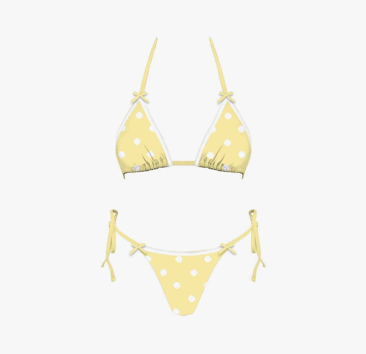 Little Yellow Polka Dot Bikini Top